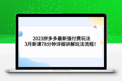 2023拼多多最新强付费玩法，3月新课​78分钟详细讲解玩法流程！