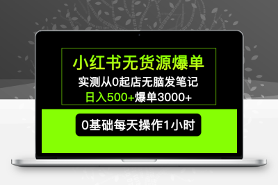 小红书无货源爆单，从0起店无脑发笔记，日入500+，爆单3000+，长期项目可多店