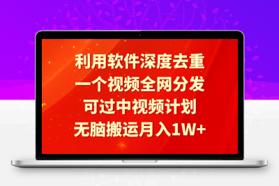 利用软件深度去重，一个视频全网分发，可过中视频计划，无脑搬运月入1W+