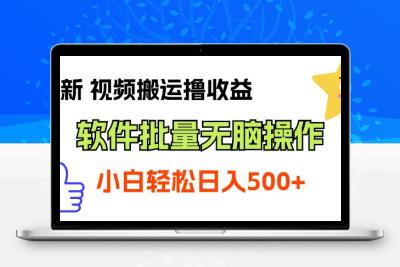 最新视频搬运撸收益，软件无脑批量操作，新手小白轻松上手