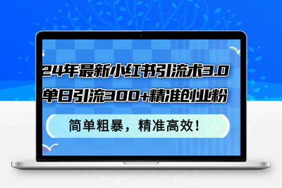 24年最新小红书引流术3.0，单日引流300+精准创业粉，简单粗暴，精准高效！