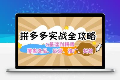 拼多多实战全攻略：0基础到精通，覆盖选品、运营、推广、起款