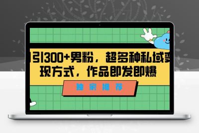 独家推荐！日引300+男粉，超多种私域变现方式，作品即发即报