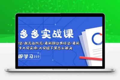 拼多多·实战课：万人团玩法/截流自然流/最新强付费打法/最新原价卡大促..