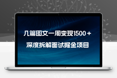 几篇图文一周变现1500＋，深度拆解面试掘金项目，小白轻松上手