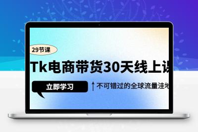 Tk电商带货30天线上课，不可错过的全球流量洼地（29节课）