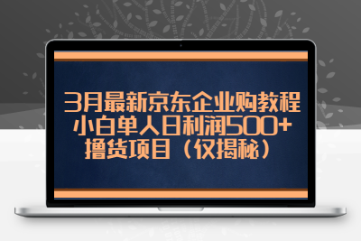 3月最新京东企业购教程，小白单人日利润500+撸货项目（仅揭秘）