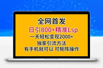 全网首发！日引800+精准老色批，一天变现2000+，独家引流方法，可矩阵操作【揭秘】