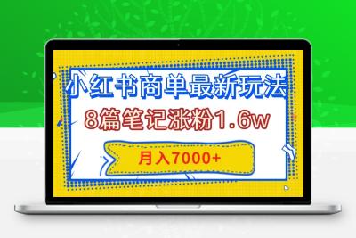 小红书商单最新玩法，8篇笔记涨粉1.6w，几分钟一个笔记，月入7000+