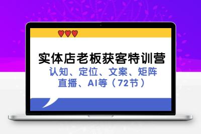 实体店老板获客特训营：认知、定位、文案、矩阵、直播、AI等（72节）